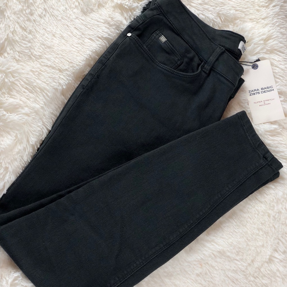 ZARA Basic Black Denim Pants Sz 10